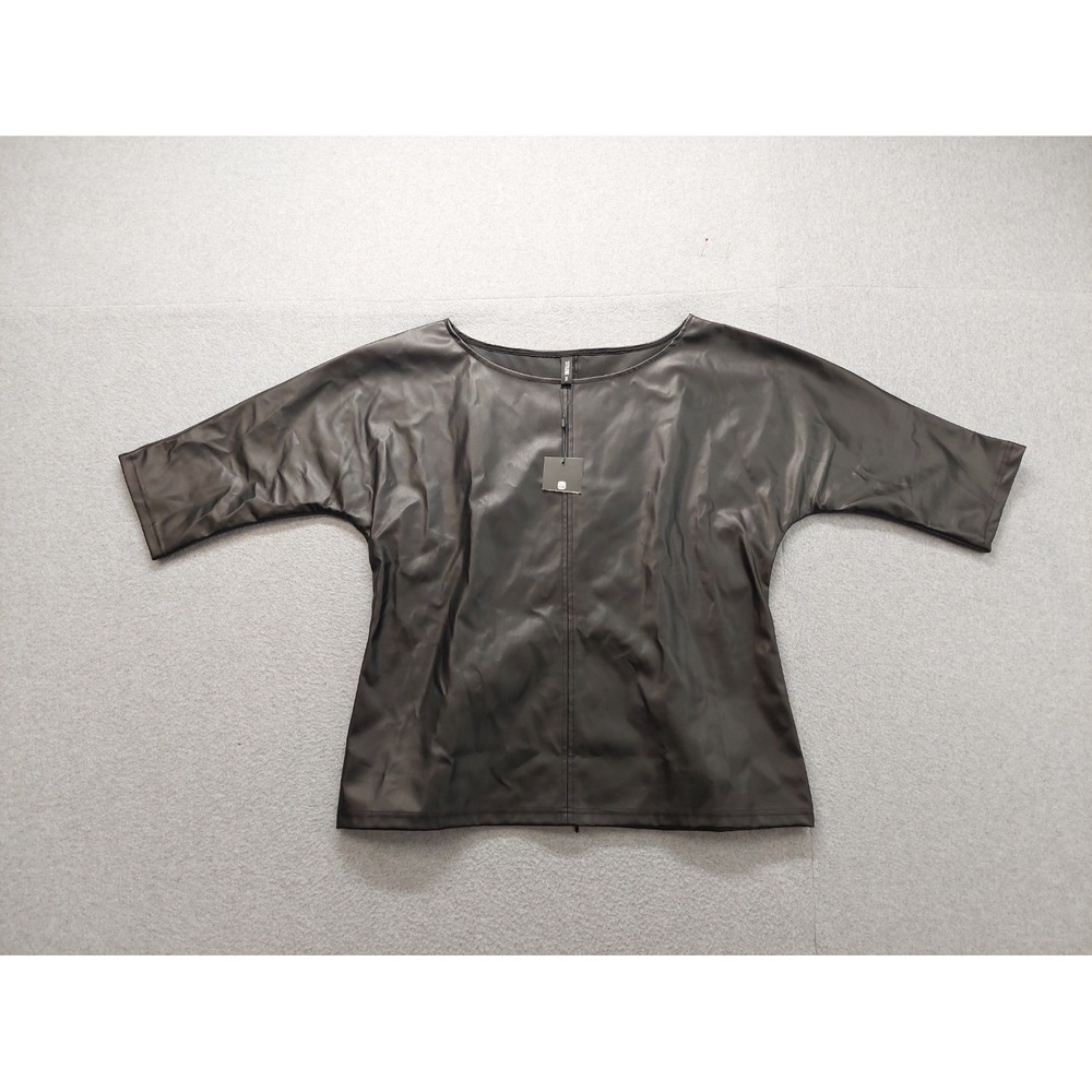 Stylewe Women Top 2XL Black PU Leather Short Sleeve Gothic Party Cocktails